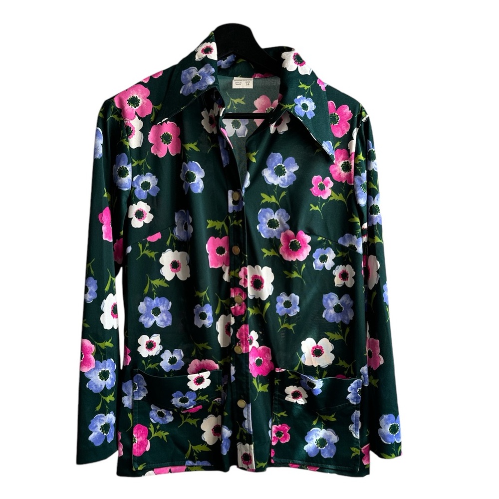 Floral Printed Shirt With Long Sleeves And Spread Collar Style Rite sz 16